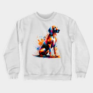 Vibrant Hanoverian Scenthound in Abstract Splash Art Crewneck Sweatshirt